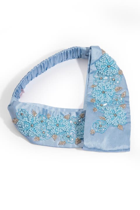 Azure Blossom beaded Blue Knotted headband