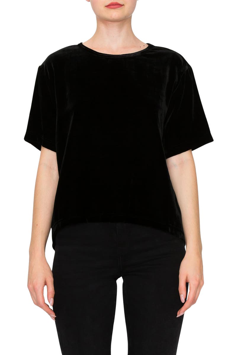 MELLODAY Crewneck Velvet T-Shirt, Main, color, 