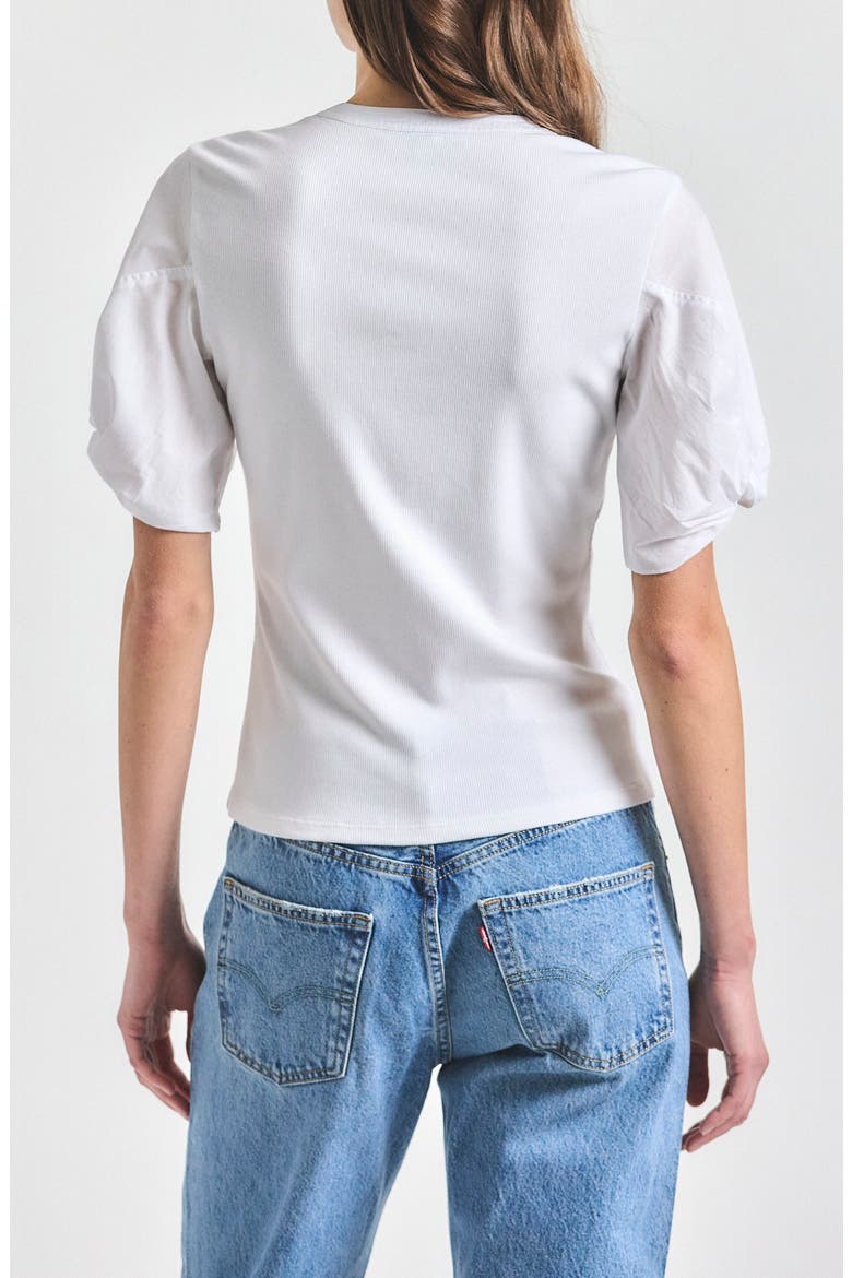Fallon Mixed Media Top, Alternate, color, WHITE