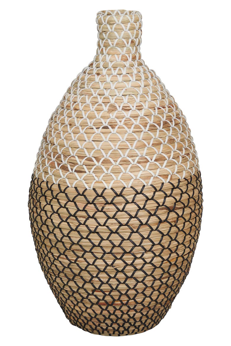 Brown Seagrass Tall Woven Floor Vase, Main, color, BROWN