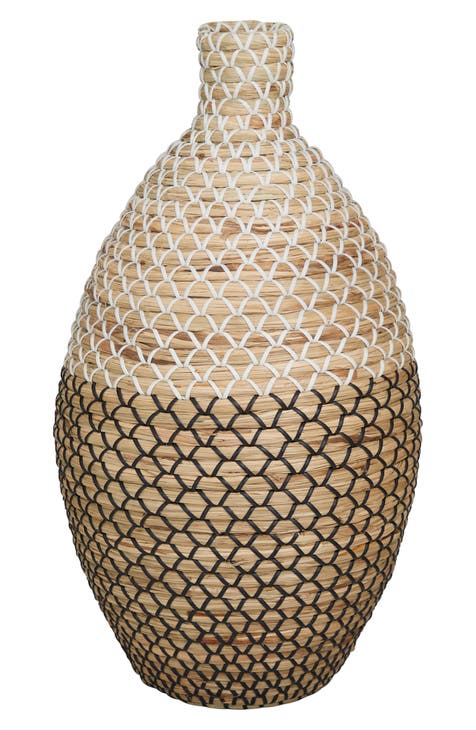 Brown Seagrass Tall Woven Floor Vase