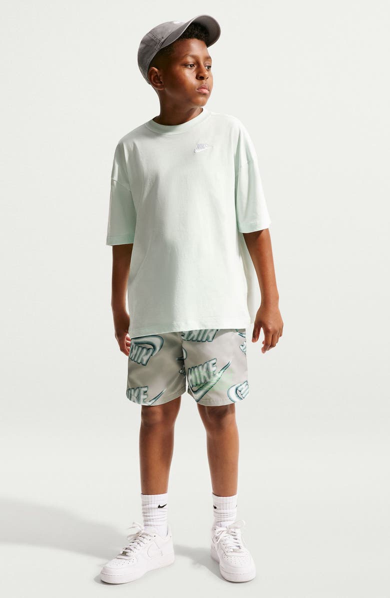 Nike Kids' Sportswear Club Woven Drawstring Shorts, Alternate, color, Spruce Fog/ Voltage Green