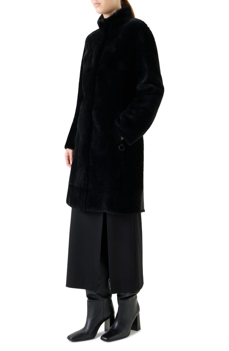 Akris punto Lambskin Shearling Coat, Main, color, Black