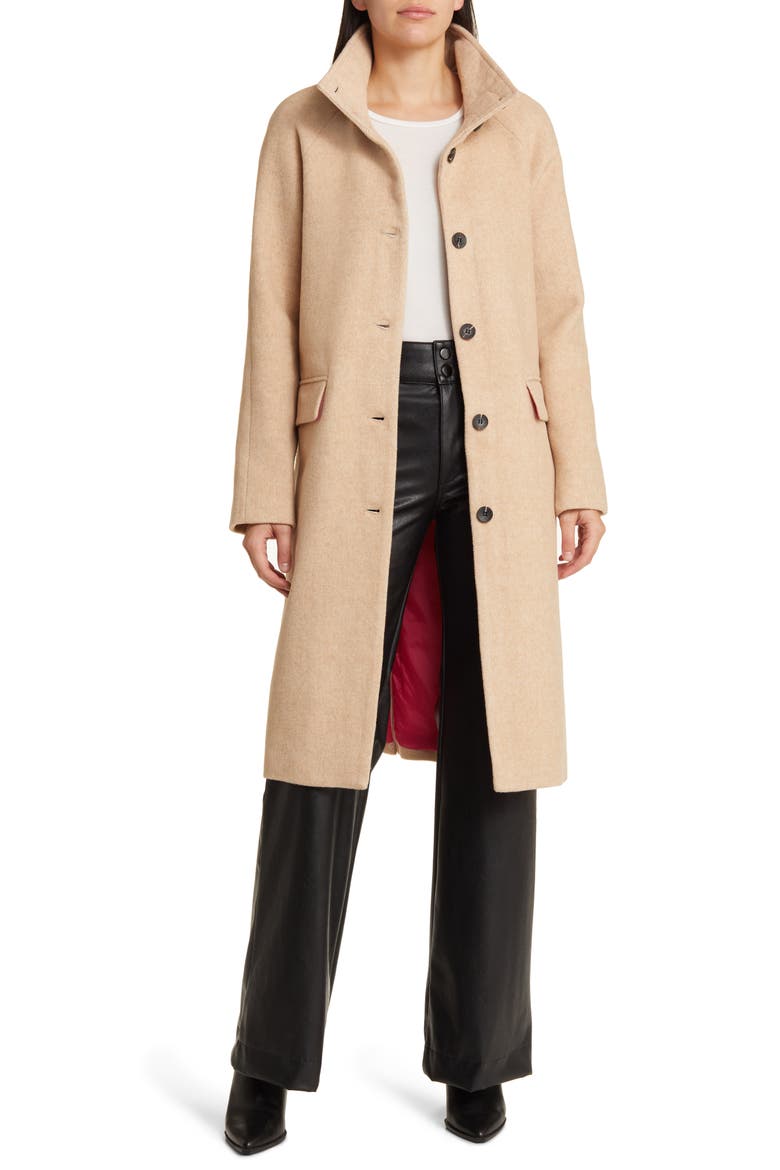 Single Breasted Wool Blend Coat, Main, color, CAMEL