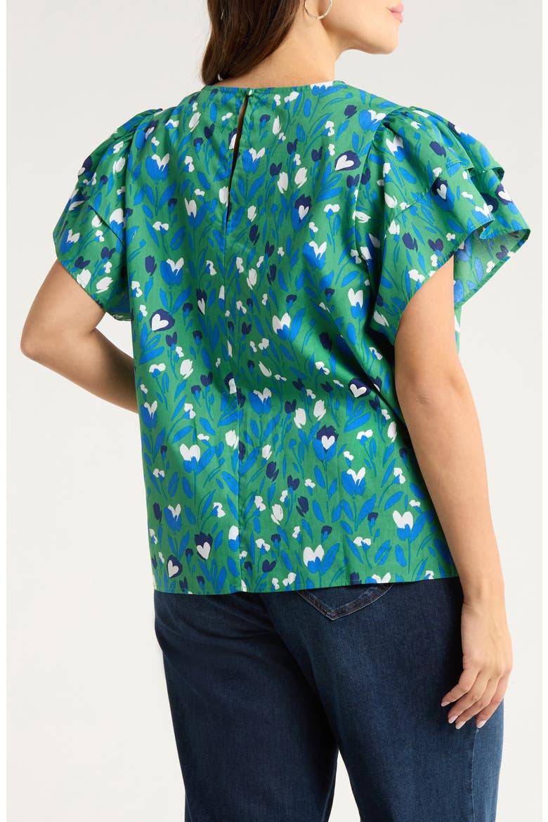 Laury Floral Print Cap Sleeve Shirt, Alternate, color, KELLY-MULTI
