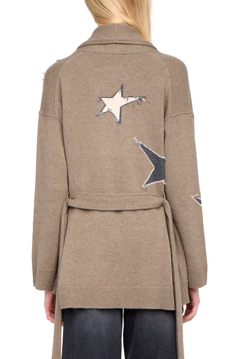 Zadig & Voltaire Outline Stars Merino Wool & Cashmere Cardigan, Alternate, color, Latte