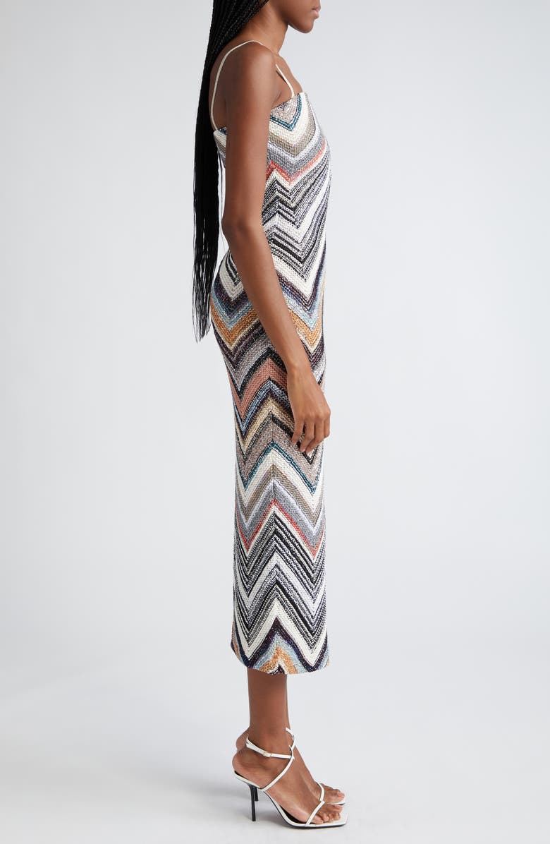 Missoni Sequin Chevron Stripe Sleeveless Midi Dress, Alternate, color, 