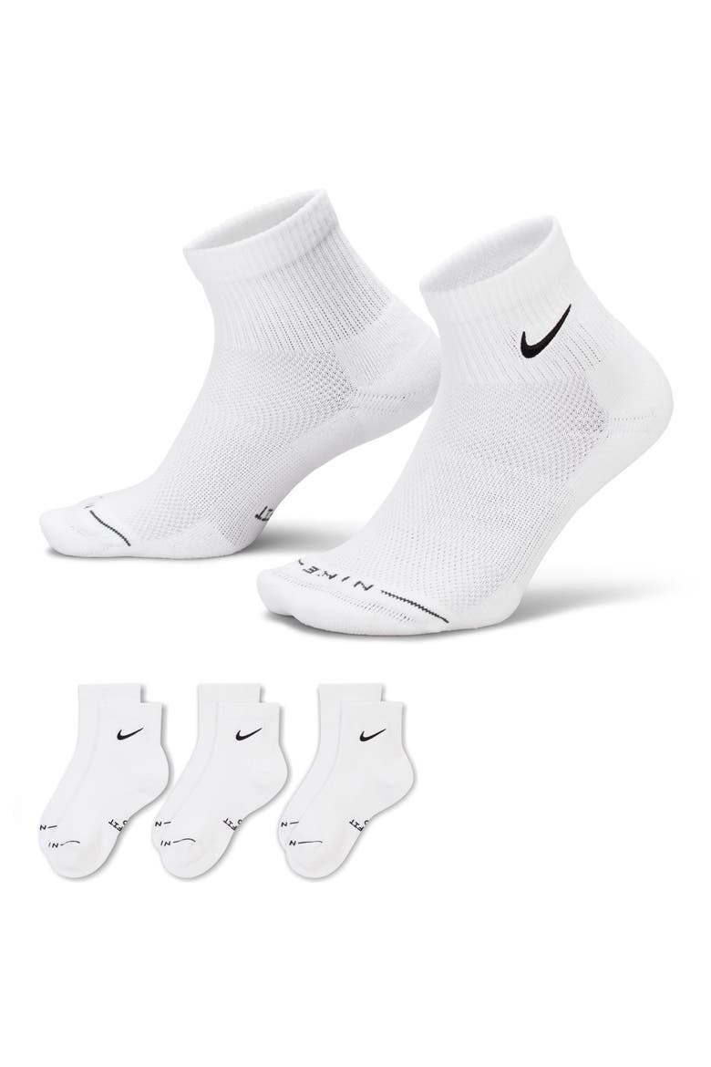 Swoosh Assorted 3-Pack Dri-FIT Quarter Socks, Alternate, color, WHITE/WHITE