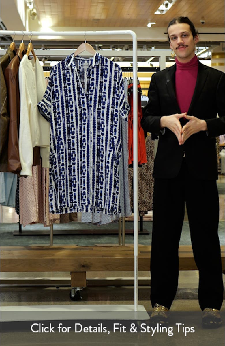 Devon Shibori Stripe Short Sleeve Shirtdress, sales video thumbnail