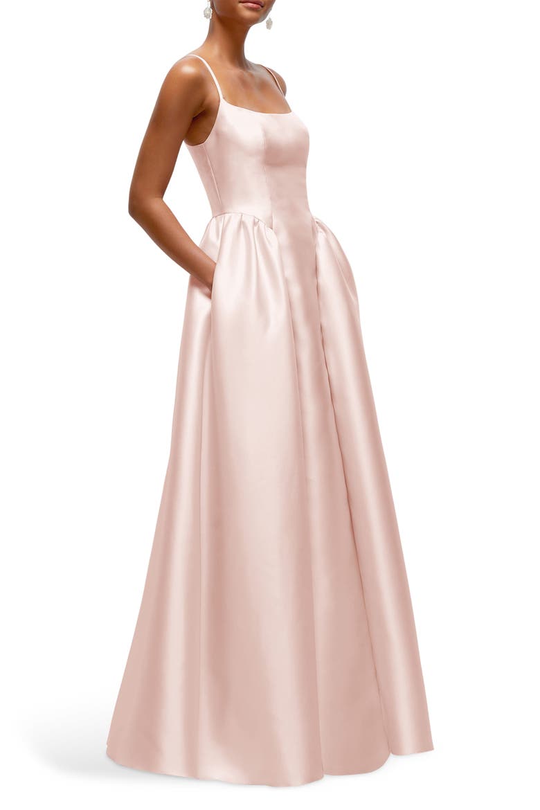 Sleeveless Satin Gown, Alternate, color, BLUSH