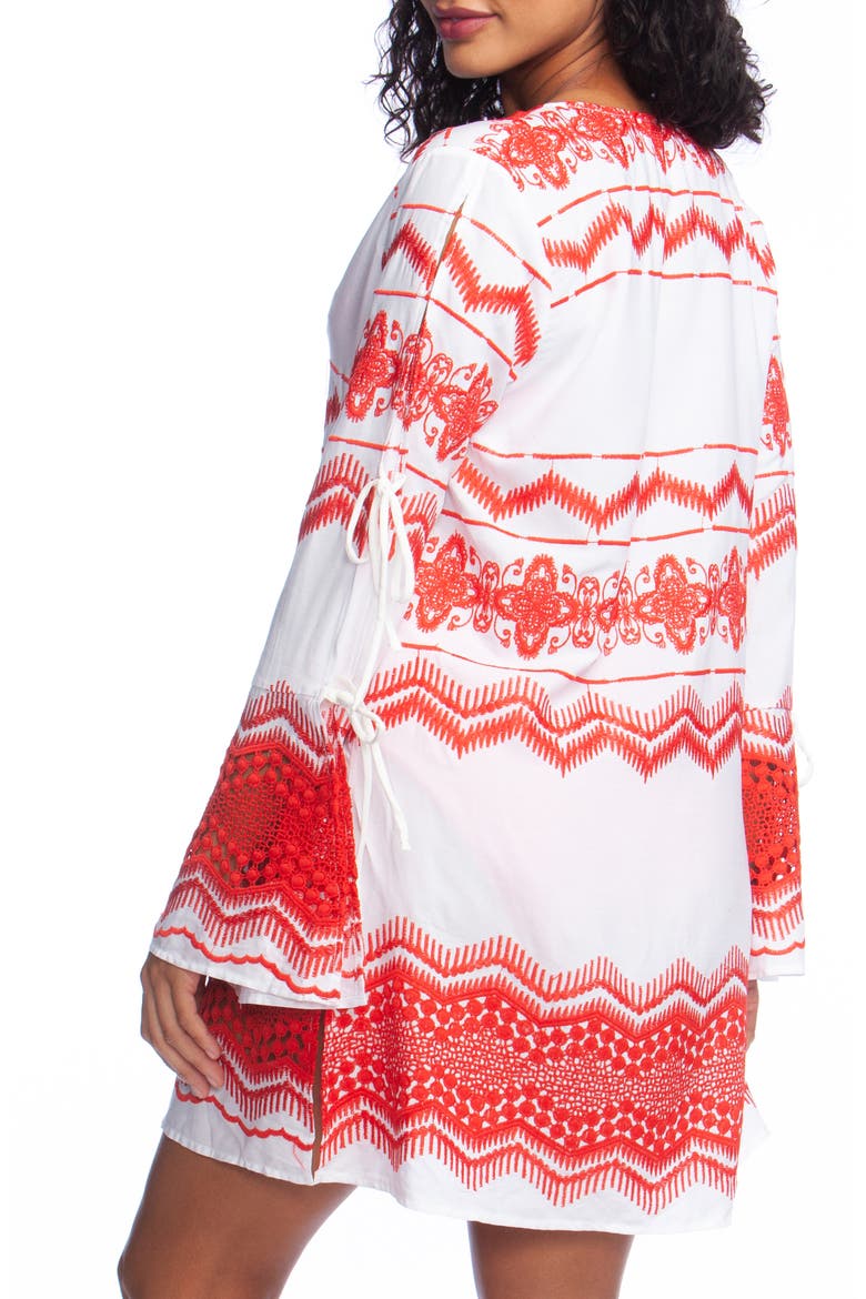 Embroidered Cover-Up Tunic, Alternate, color, FLAME