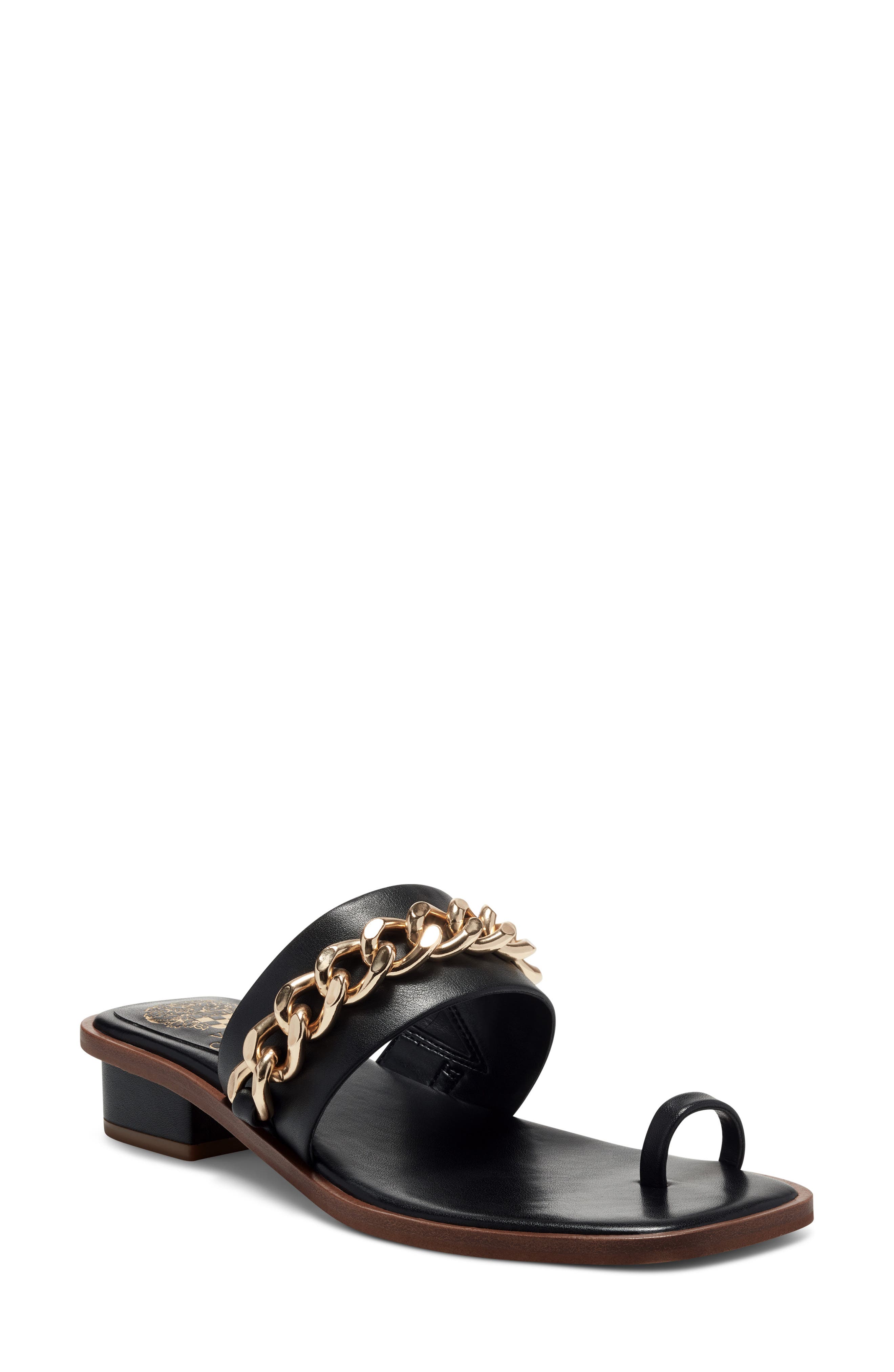 Yamell Chain Slide Sandal, Main, color, BLACK