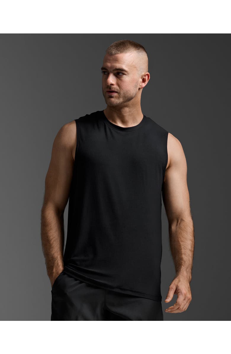 2XU Mens Signature Tank, Alternate, color, Black/Black