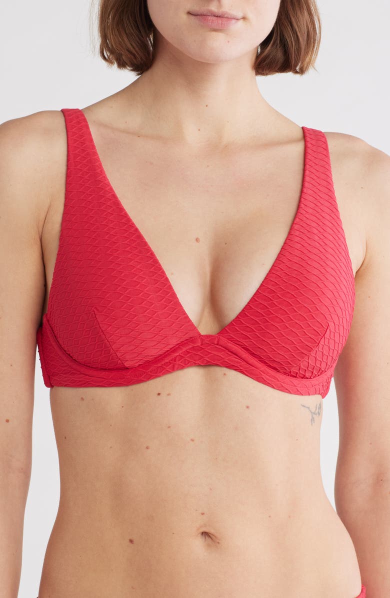 Sea Level Honeycomb Underwire Bikini Top, Main, color, Red