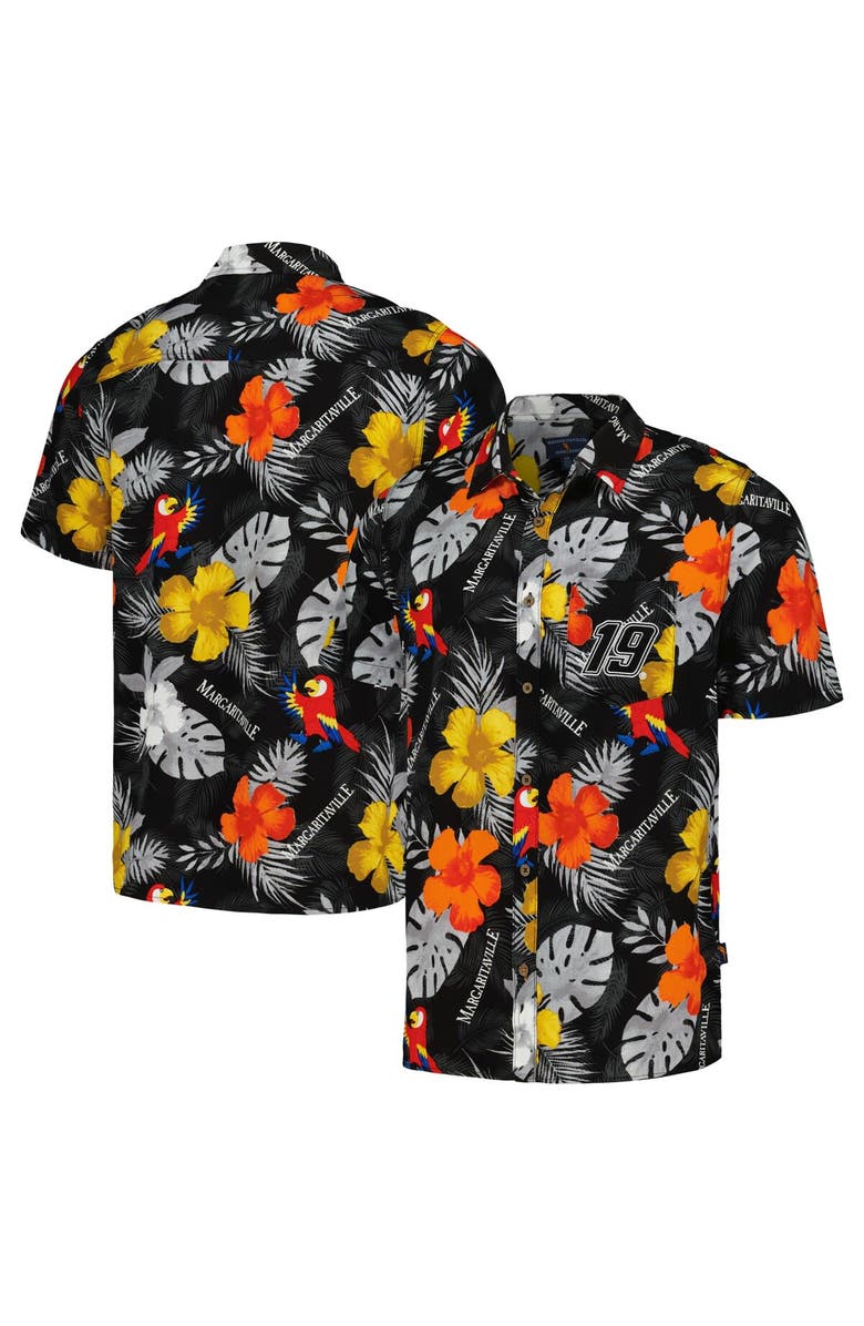 Margaritaville Men's Margaritaville Black Martin Truex Jr Island Life Floral Party Full-Button Shirt, Main, color, Black