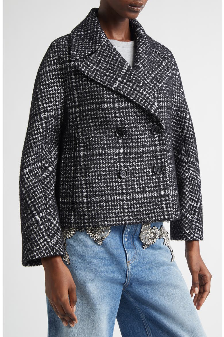 Double Breasted Plaid Crop Jacket, Alternate, color, QUADRI-CHECK-TARTAN