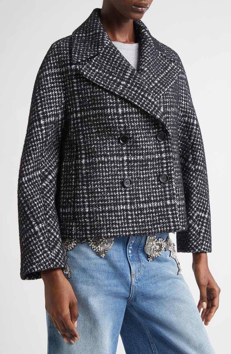 Dolce&Gabbana Double Breasted Plaid Crop Jacket, Alternate, color, Quadri-Check-Tartan