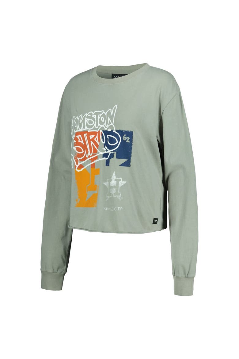 Women's The Wild Collective Gray Houston Astros Cropped Long Sleeve T-Shirt, Alternate, color, Gray