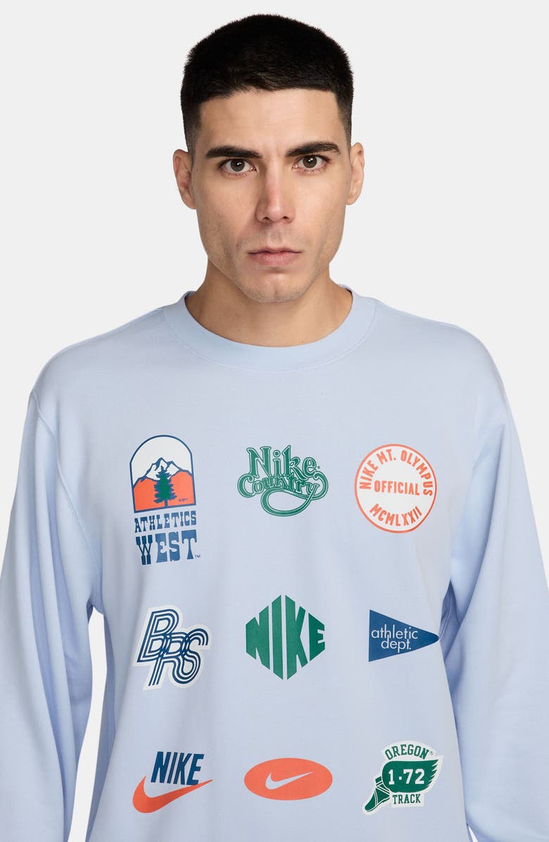 Nike Sportswear Club French Terry Crewneck Sweatshirt, Alternate, color, Hydrogen Blue/ Obsidian