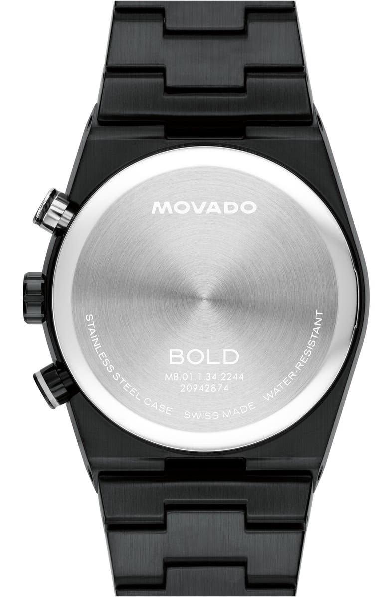 Movado Bold Quest Skeleton Chronograph Bracelet Watch, 40mm, Alternate, color, Black