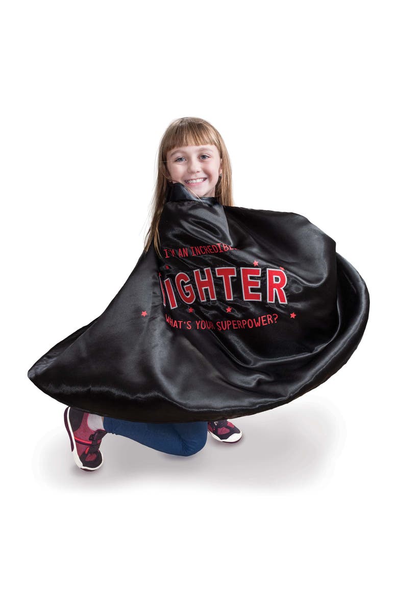 Kids' Fighter Cape, Alternate, color, BLACK