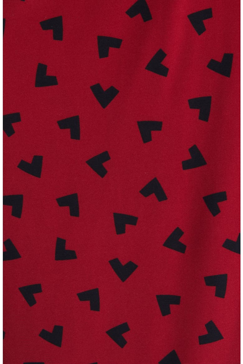 Heart Print Long Sleeve Wrap Dress, Alternate, color, TITAN RED/ ANNE BLACK