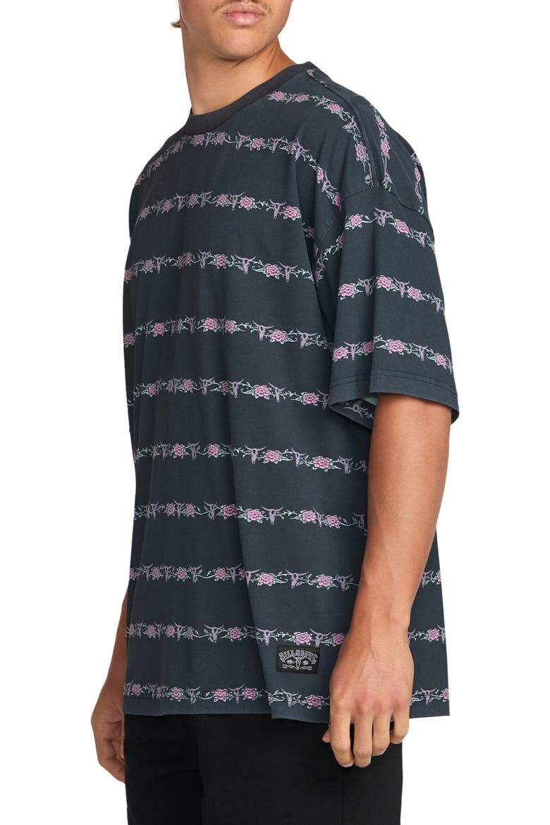 Raging Bull Floral Stripe T-Shirt, Alternate, color, WASHED BLACK