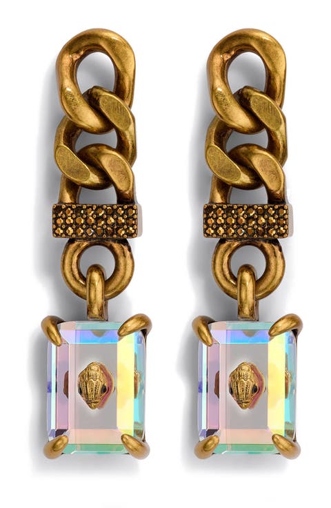 Chain Link Crystal Drop Earrings
