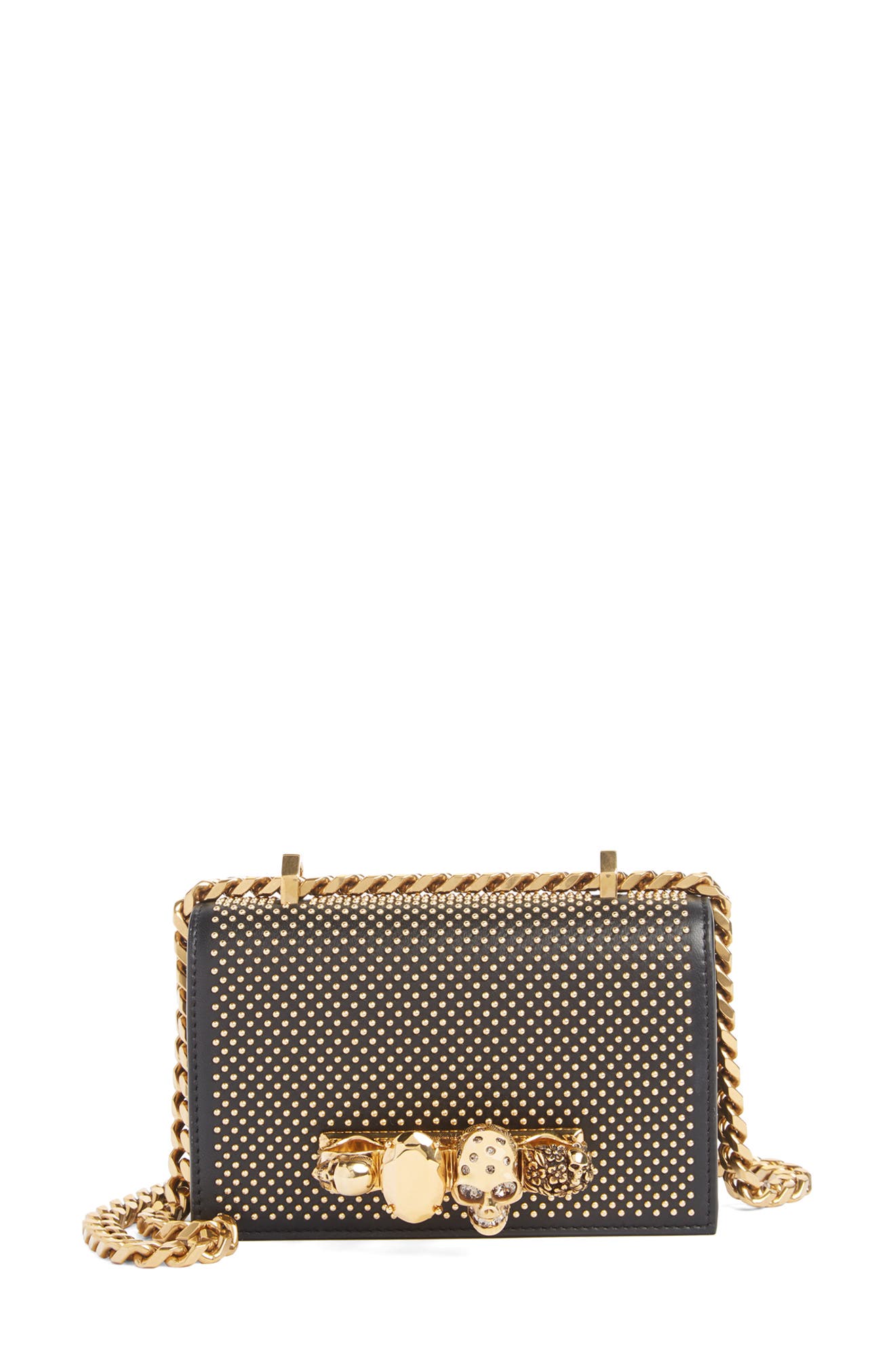 McQueen Alexander McQueen Mini Studded Leather Knuckle Crossbody Bag, Main, color, 
