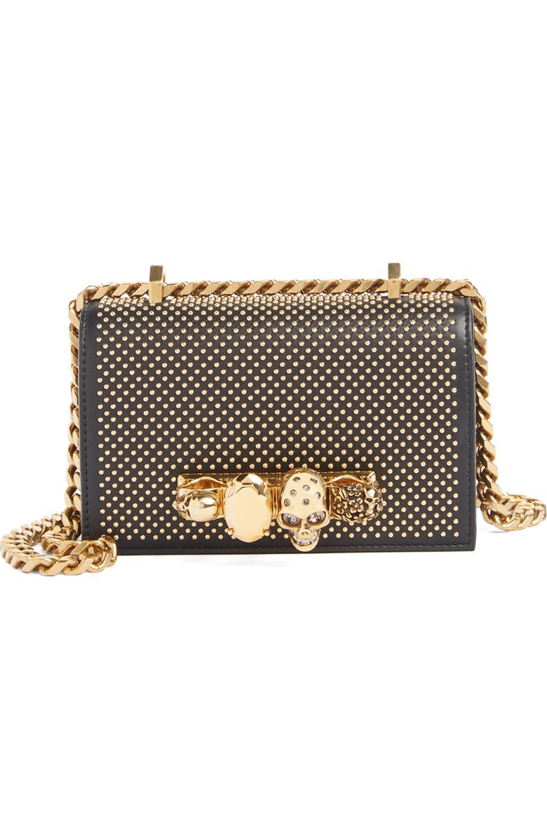McQueen Alexander McQueen Mini Studded Leather Knuckle Crossbody Bag, Main, color,