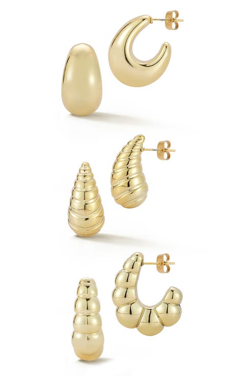 Set of 3 Pairs of Hoop Earrings