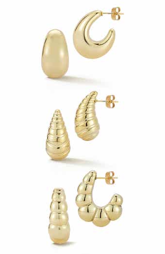 Set of 3 Pairs of Hoop Earrings