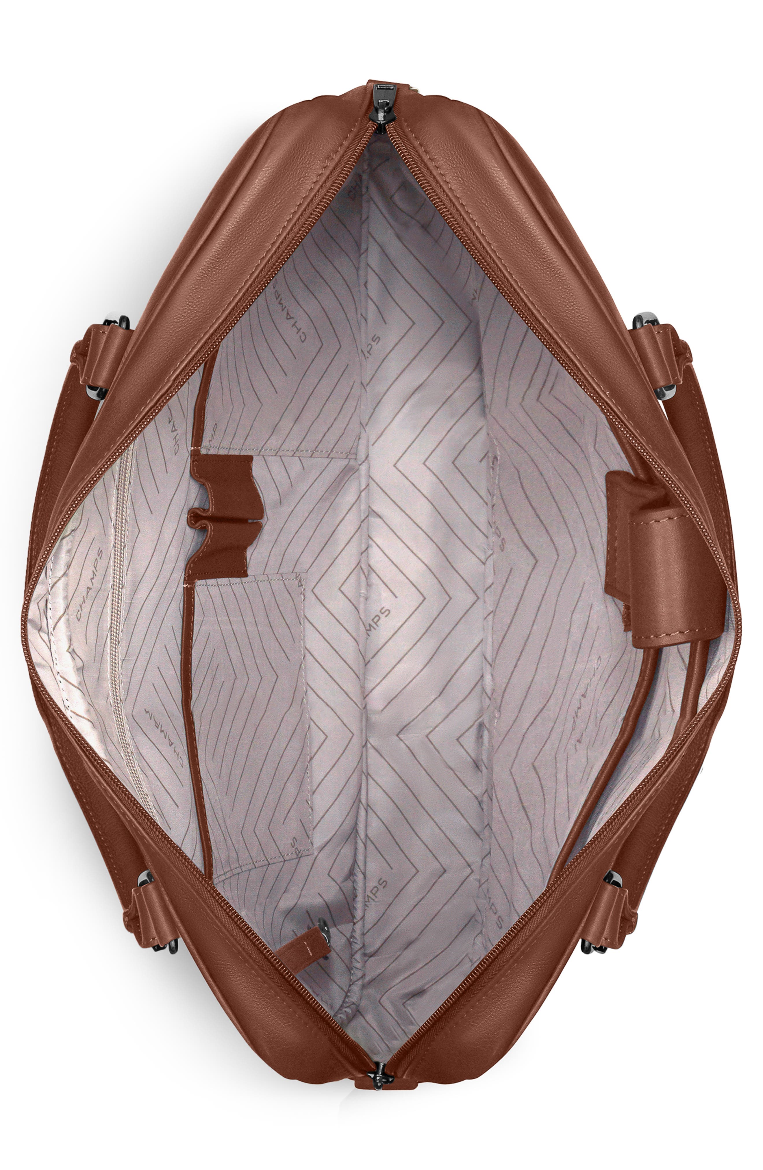 CHAMPS Compact Leather Slim Briefcase, Alternate, color, Brown