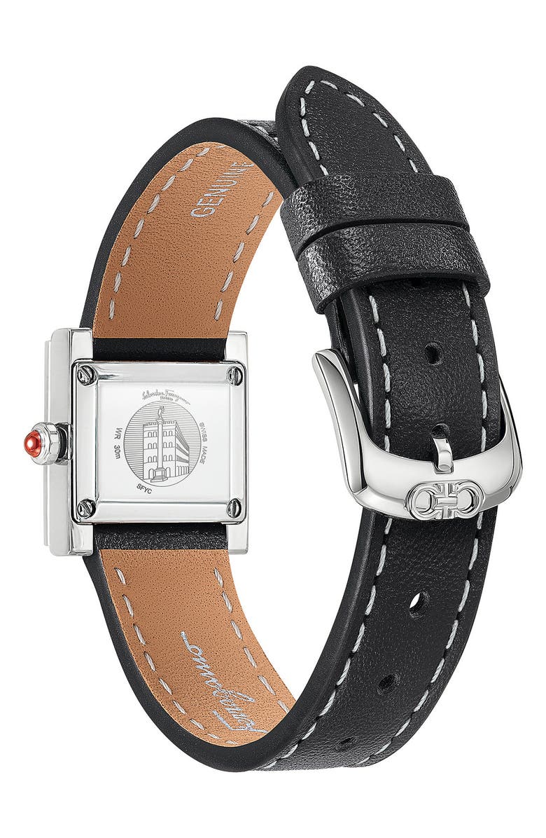 FERRAGAMO Salvatore Ferragamo Square Leather Strap Watch, 19mm, Alternate, color, 
