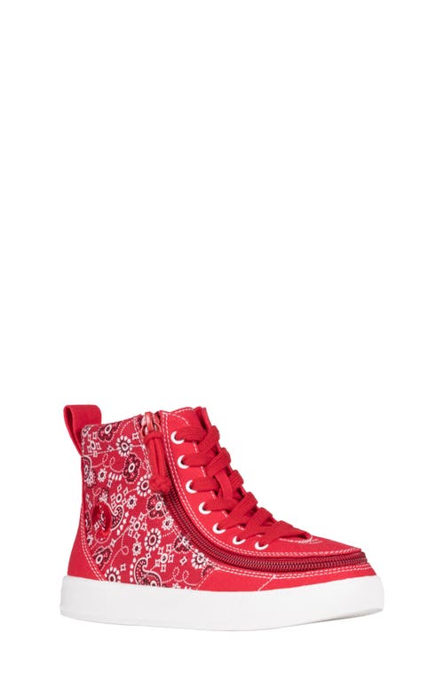 BILLY Footwear Kids' Classic High Top Sneaker in Red Paisley 