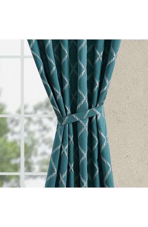 Jessica Simpson Lynee Geometric Satin Jacquard Blackout Curtains In Teal