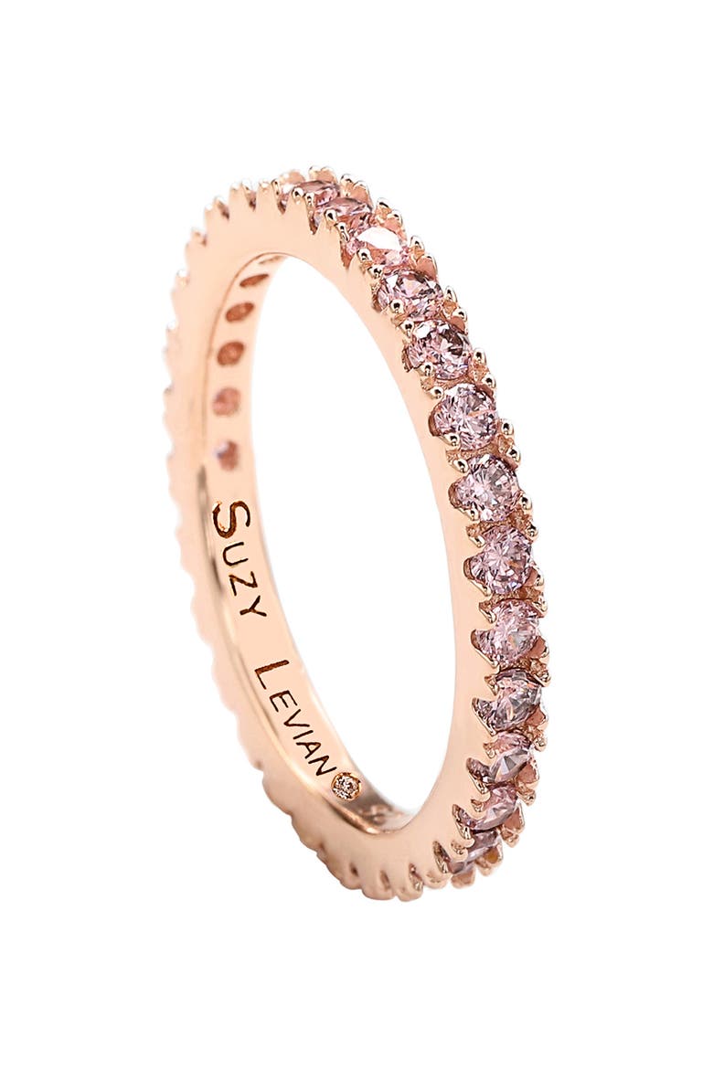 Cubic Zirconia Stacking Ring, Main, color, PINK