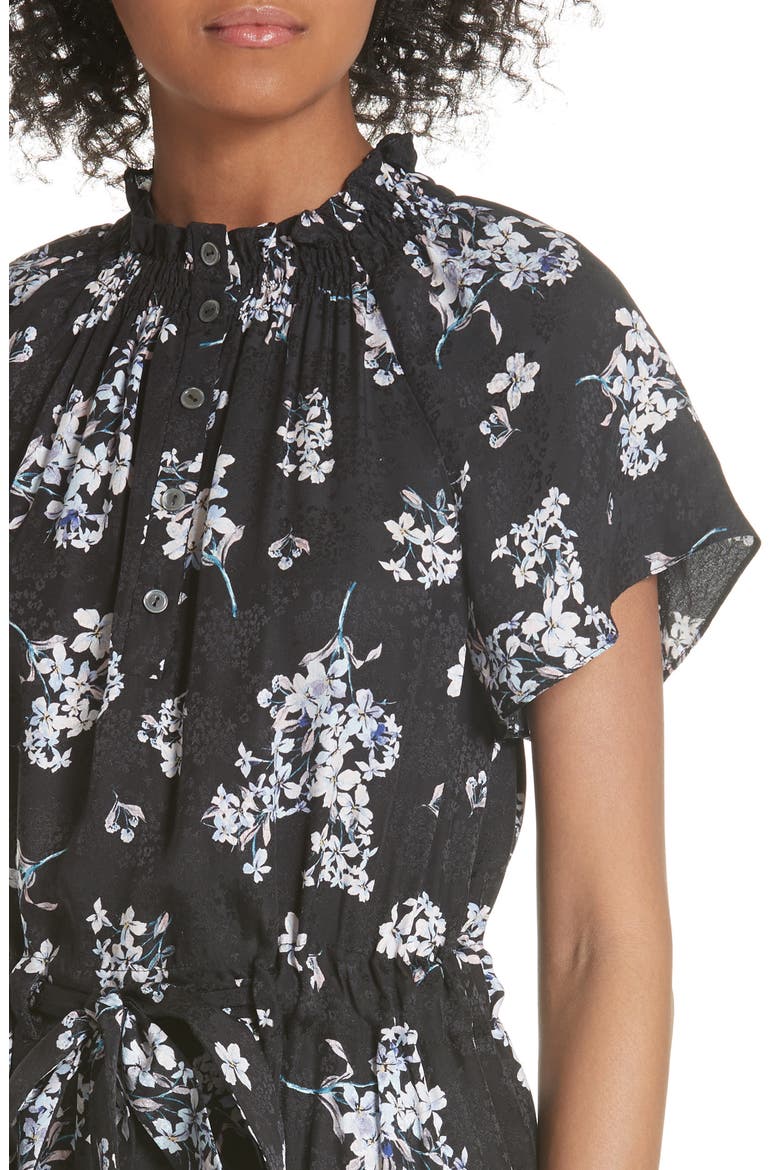Hydrangea Silk Dress, Alternate, color, BLACK COMBO