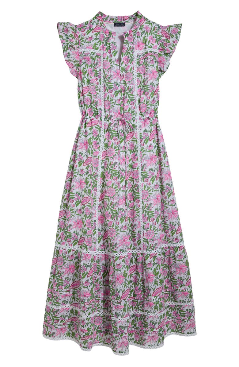 vineyard vines Abigail Floral Print Fluttering Sleeve Maxi Dress, Main, color,