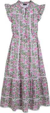vineyard vines Abigail Floral Print Fluttering Sleeve Maxi Dress