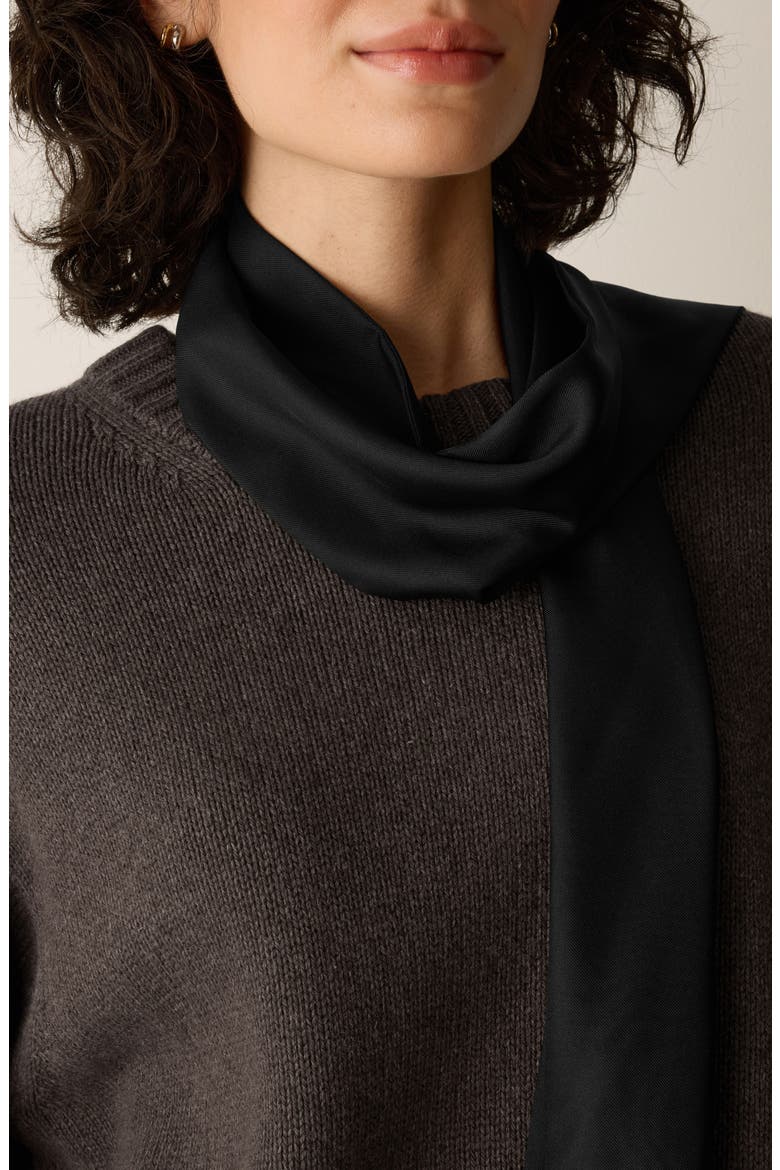 Double Tie Silk Scarf, Alternate, color, BLACK