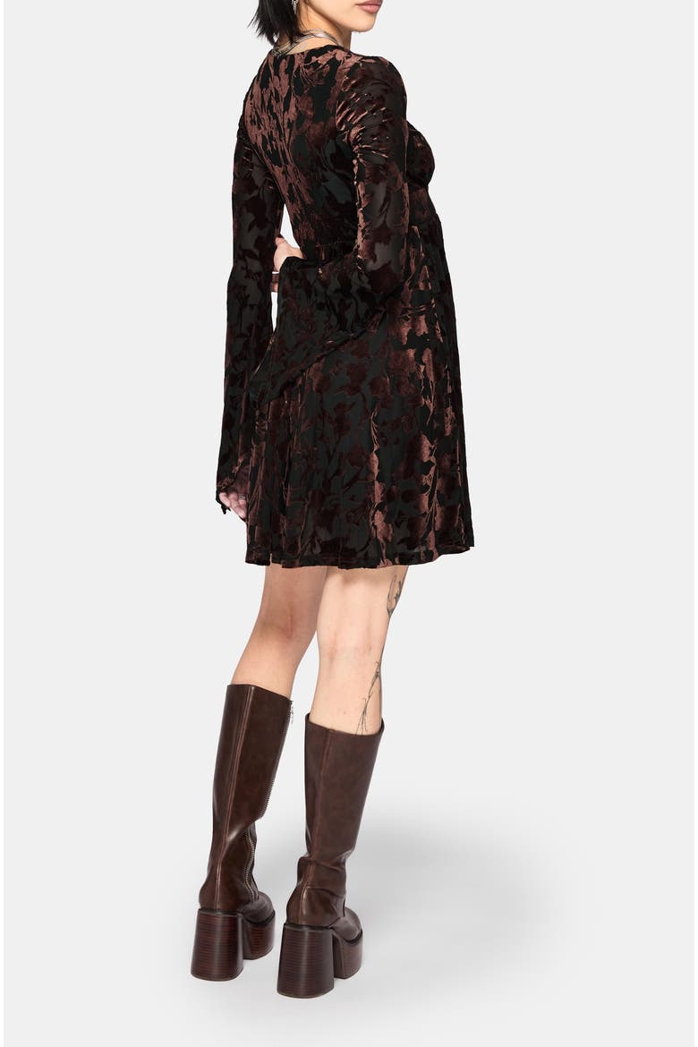 Dakota Flare Sleeve Mini Dress, Alternate, color, Brown