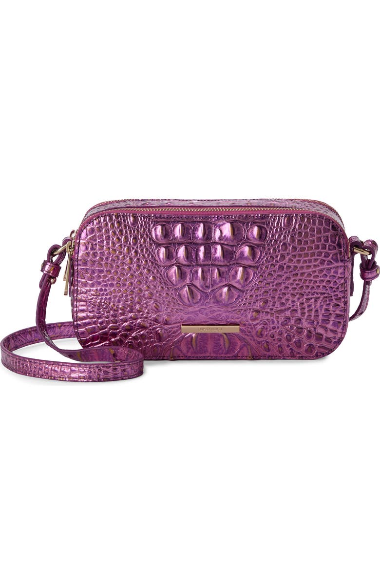 Brahmin Danica Croc Embossed Leather Crossbody Bag, Main, color, Opera Melbourne