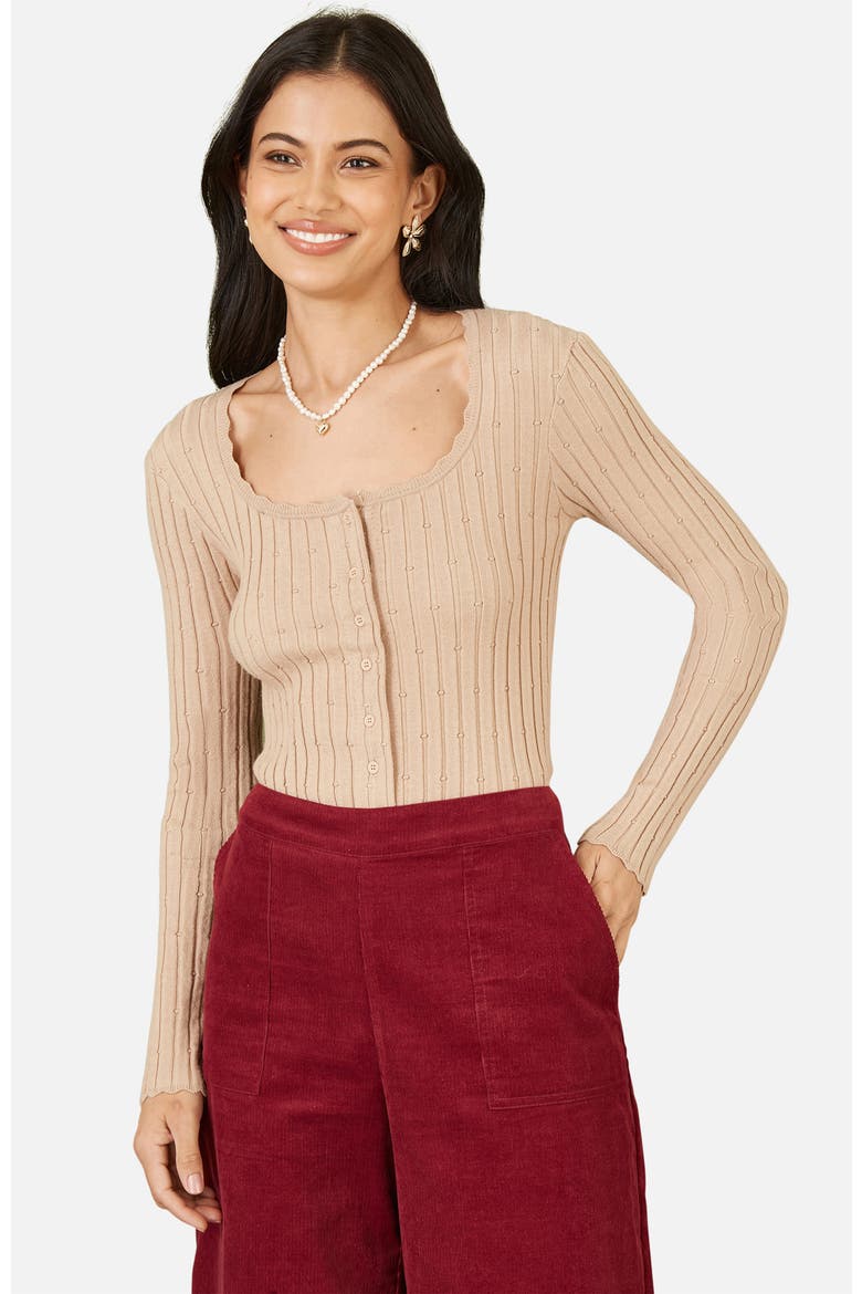 Knit Fitted Rib Cardigan, Alternate, color, Oatmeal