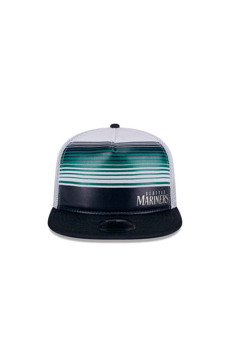 New Era Men's New Era White Seattle Mariners Team Horizon 9FIFTY A-Frame Trucker Snapback Hat, Alternate, color, White