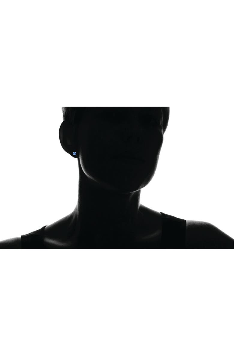 BEST SILVER 14K Rose Gold-Plated 6mm London Blue CZ Stud Earrings, Alternate, color, Blue