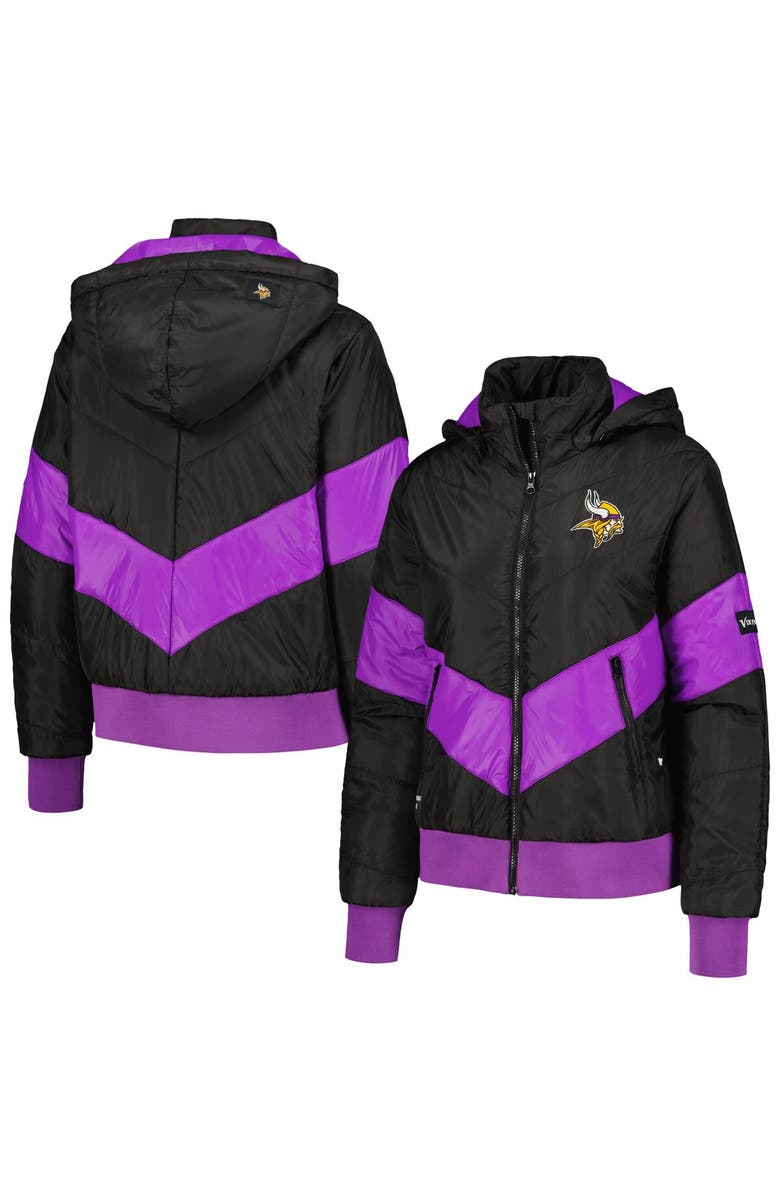 THE WILD COLLECTIVE Women's The Wild Collective Black Minnesota Vikings Puffer Full-Zip Hoodie, Main, color,
