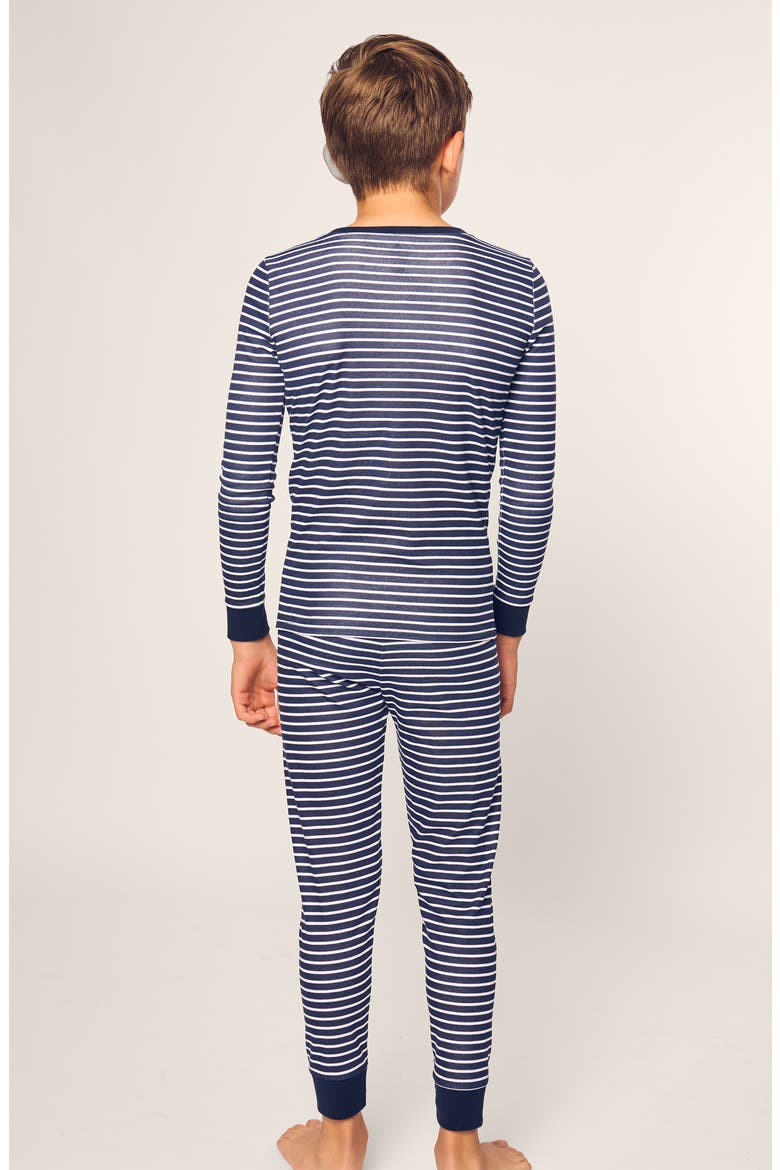 Kids' Pima Cotton Long Pajamas, Alternate, color, NAVY