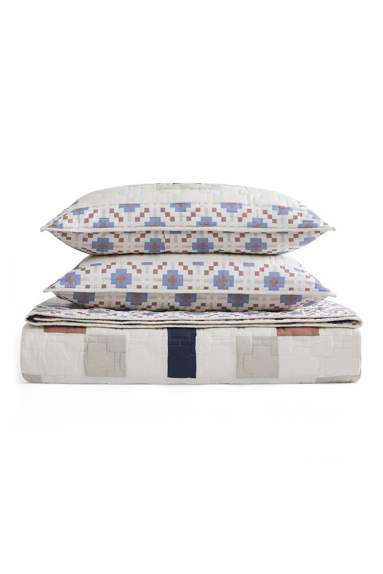 Meadow Summit Quilt & Shams Set, Alternate, color, TAN/ IVORY/ BLUE