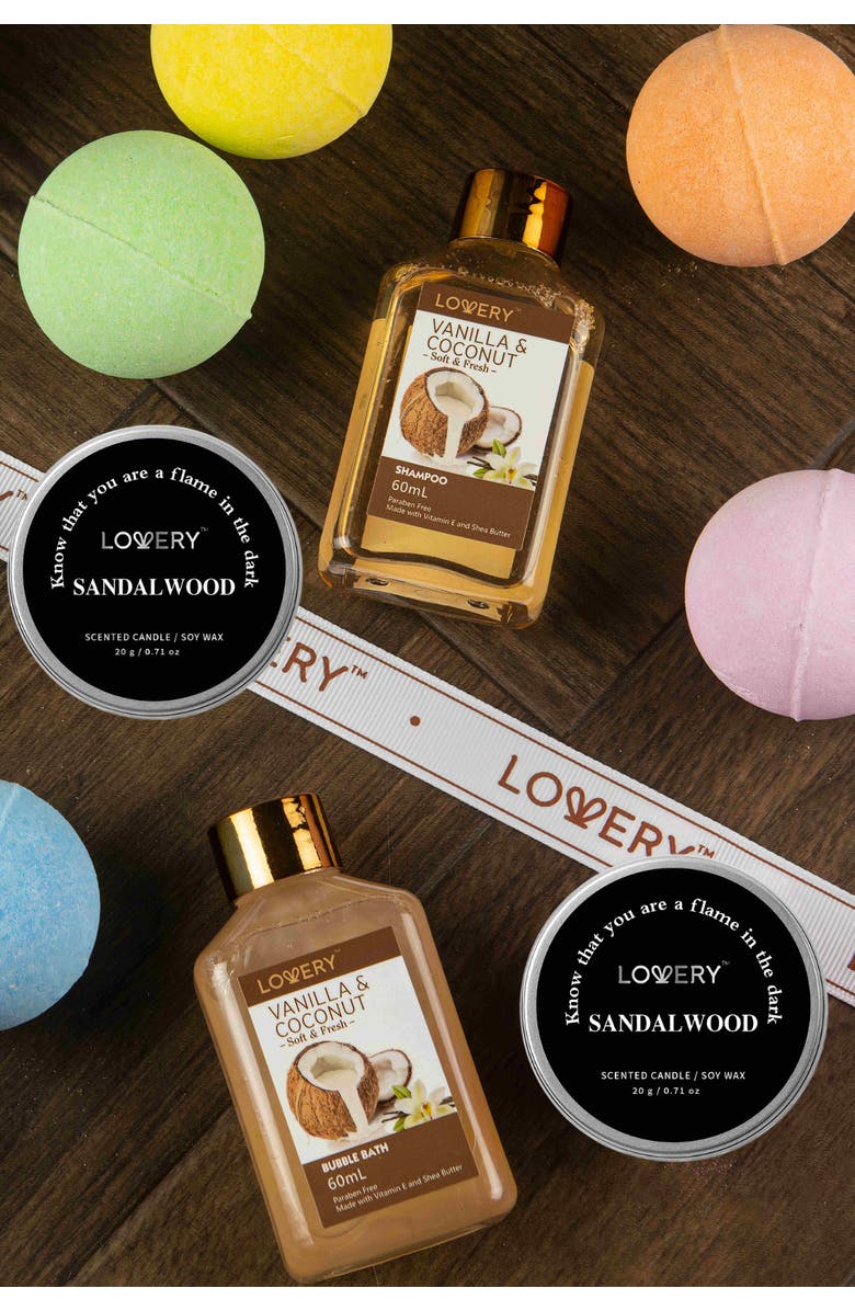 Lovery 15-Piece Relaxation Gift Set with Bath Bombs, Shower Gel, Bubble Bath, Shampoo and Soy Scented Candles, Alternate, color, NO COLOR